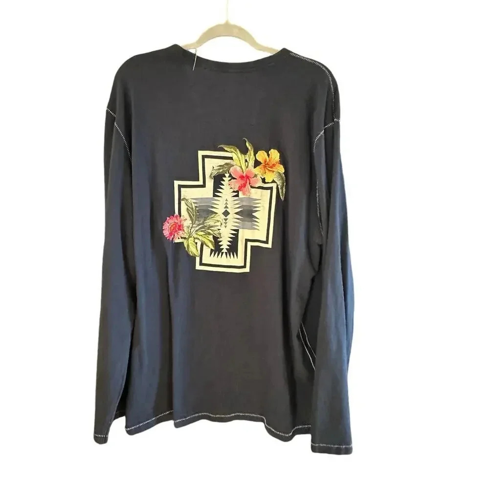 Tommy Bahama Pendleton Long Sleeve Pima Cotton Embroidery aloha Size XXL